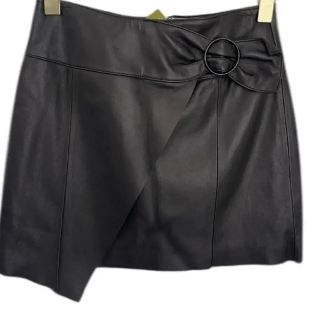 GIANNI BINI Asymmetrical Patty Wrap Leather Skirt Size medium